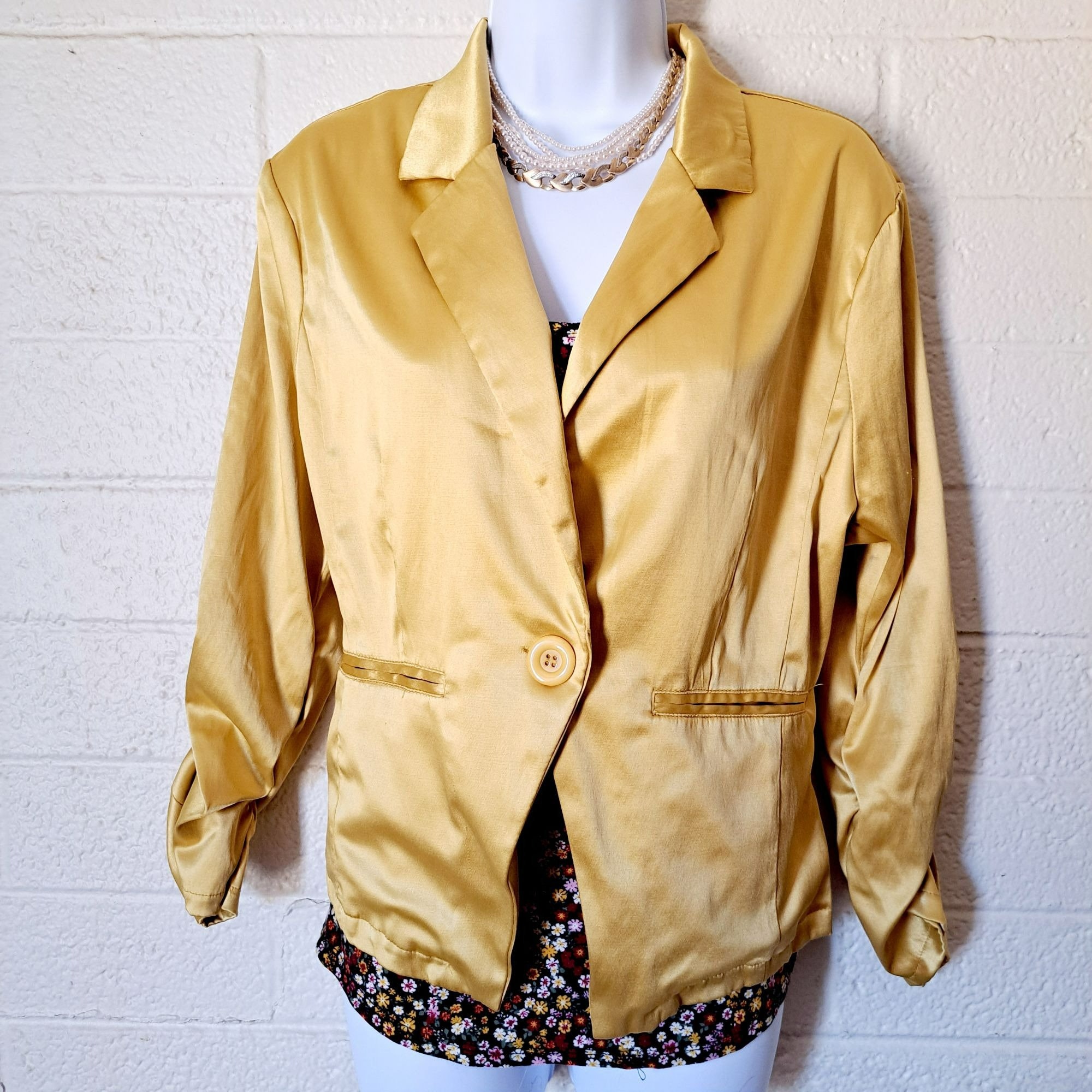 Vintage Satin Gold Blazer Etsy Canada