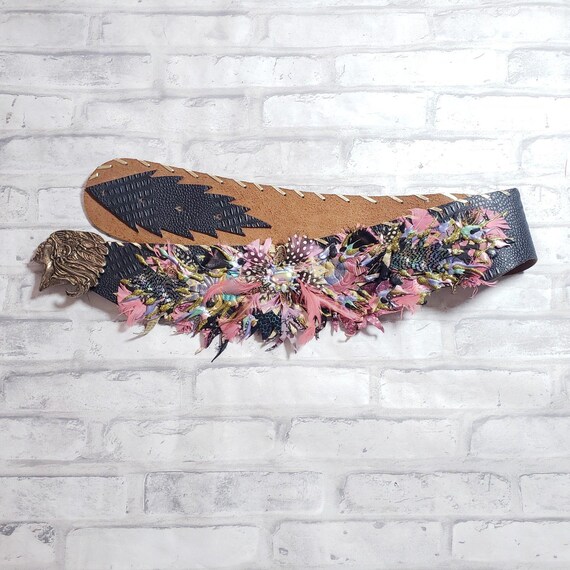 Black Leather Vintage Fashion Design Belt It display picture 3