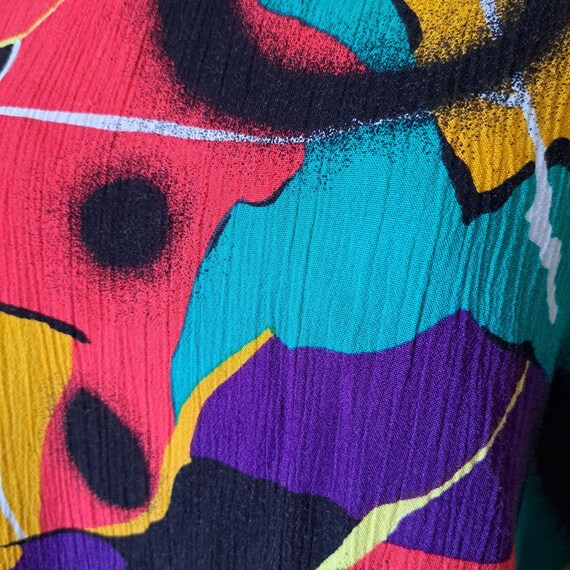 Colorful 80's Graffiti Design Pull Over Blouse - image 6