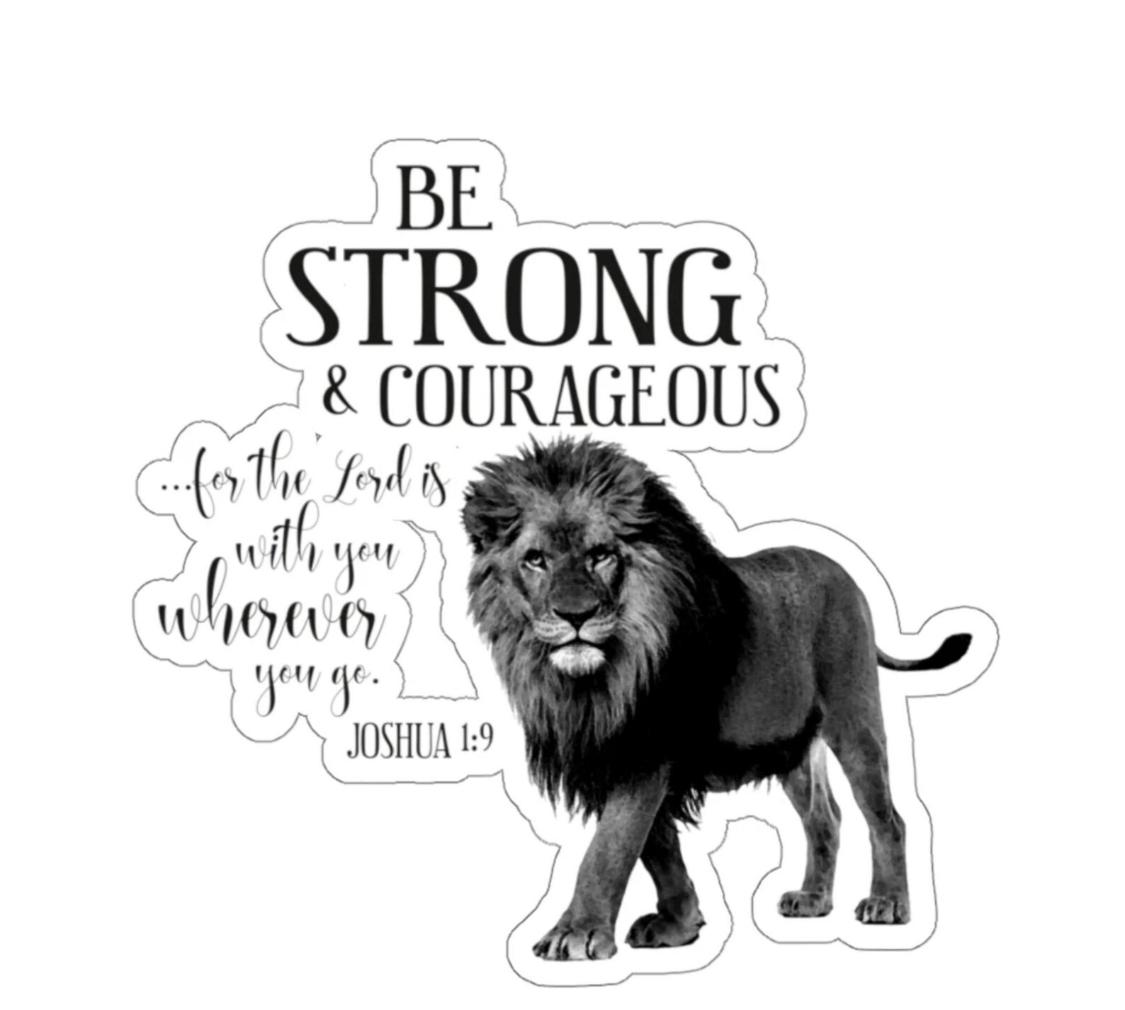 Be Strong & Courageous Lion Sticker Joshua 1:9 Bible Verse | Etsy