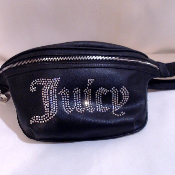 Black Juicy Couture Fanny Pack Adjustable Belt Travel Bag Purse