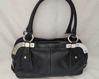 B Makowsky Womens Leather Handbag Ladies Clutch Black Purse