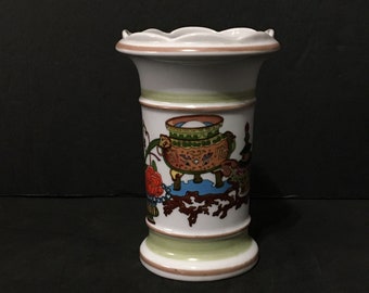 Rare Mottahedeh Vista Alegre Vase 18th Century Chinese Woodblock Design