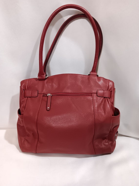 Tignanello Genuine Pebbled Leather Handbag Dark R… - image 4