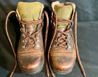 Botines Timberland Euro Hiking de piel con punta redonda marrón para mujer, talla 9 M