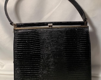 Vintage A Naturalizer Handtasche Schwarz Top Griff Geldbörse