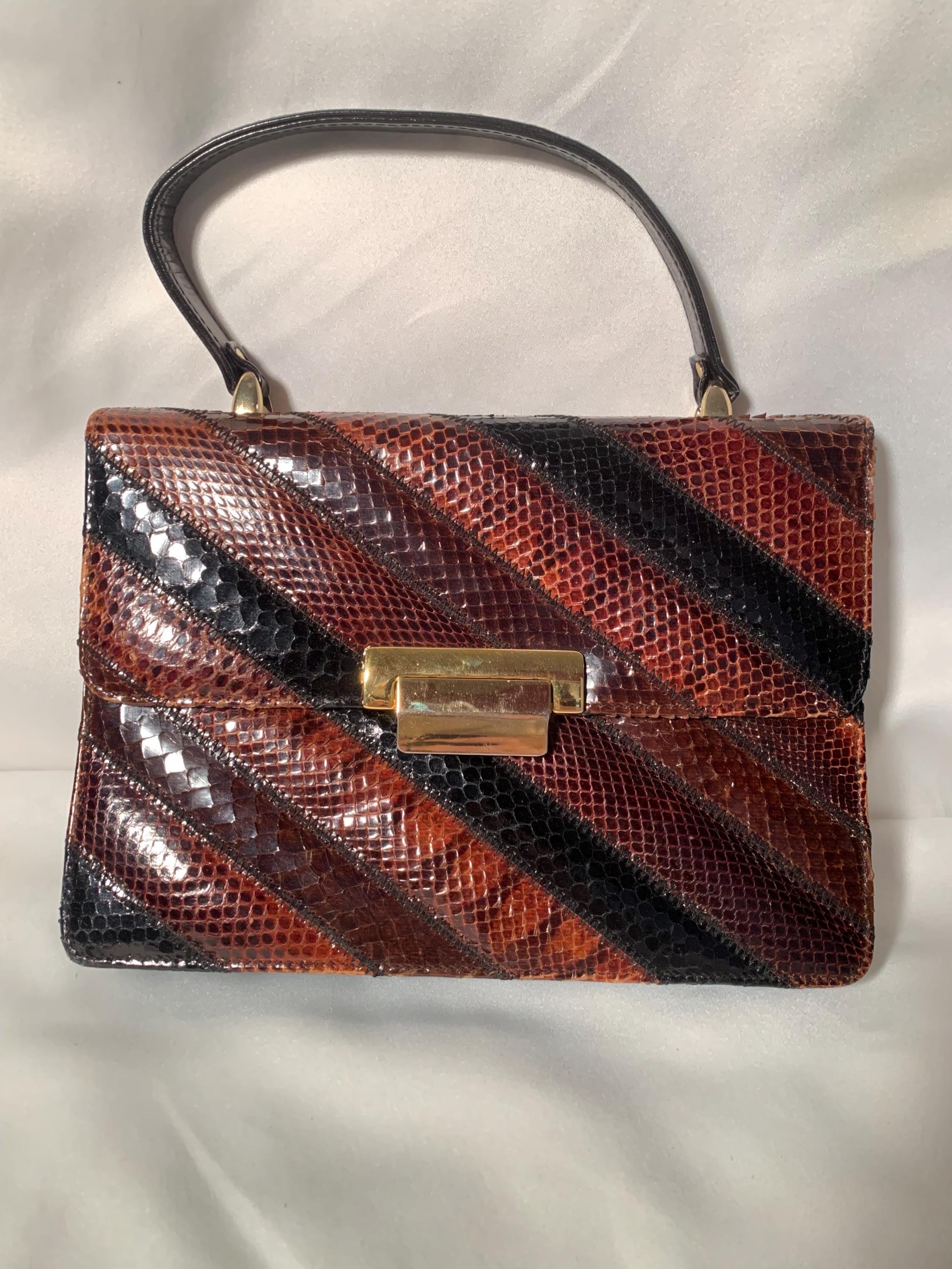 Sylvie Snake Print Half-Moon Top Handle Bag - Yellowish  Handbag for Women Snake Print Trimmed Satchel Top Handle Satchel Shoulder Bag display picture 1