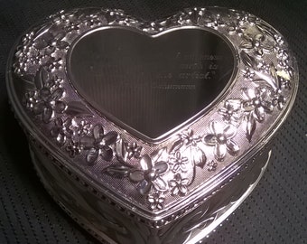 Vintage Sankyo Lovely Musical Heart Keepsake Box with Engraving