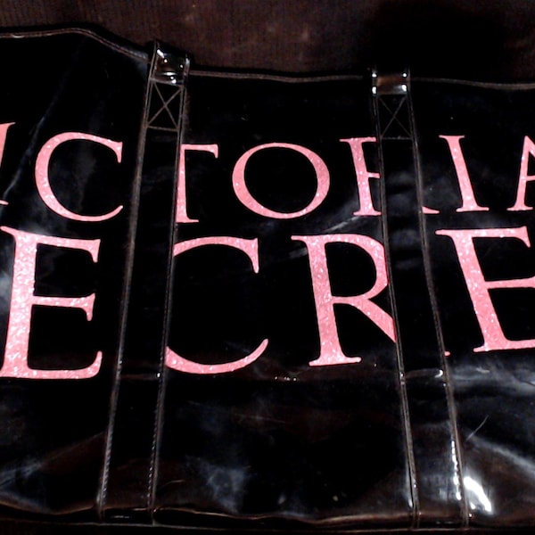 Vintage Victorias Secret Angels Large Black Pink Womens Tote Bag Ladies Purse