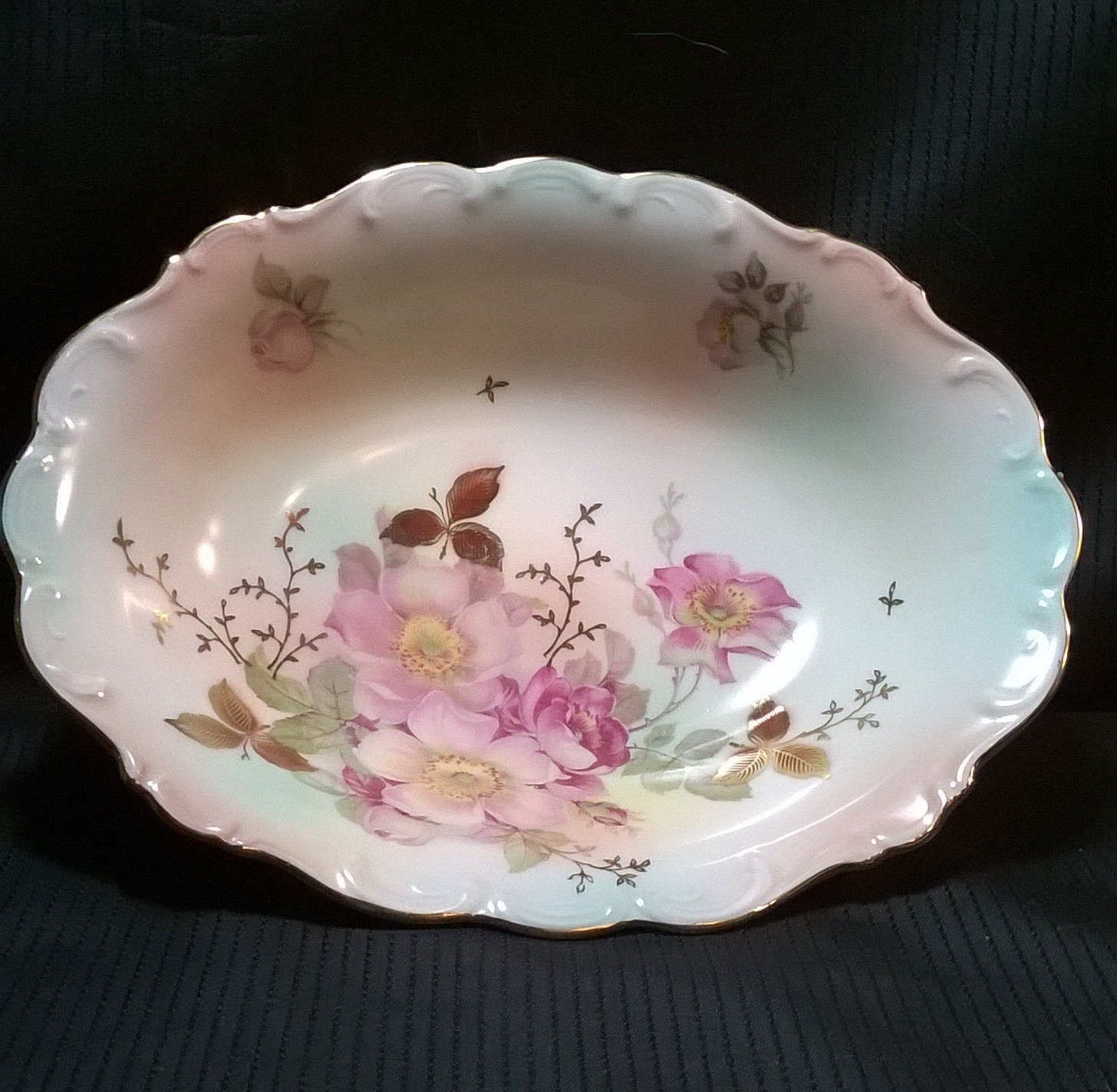 Vintage Schumann Arzberg Wild Rose Scalloped Oval Vegetable Bowl - Etsy