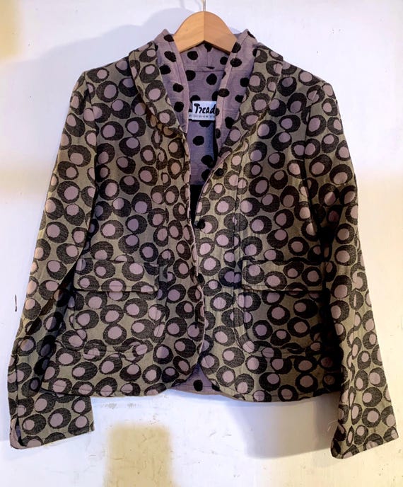 Vintage Tzeadle Design Room Women's Coat Green Pink Blazer