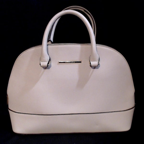 Womens Anne Klein Dome Off White Cream Satchel Ladies Matte Purse Handbag