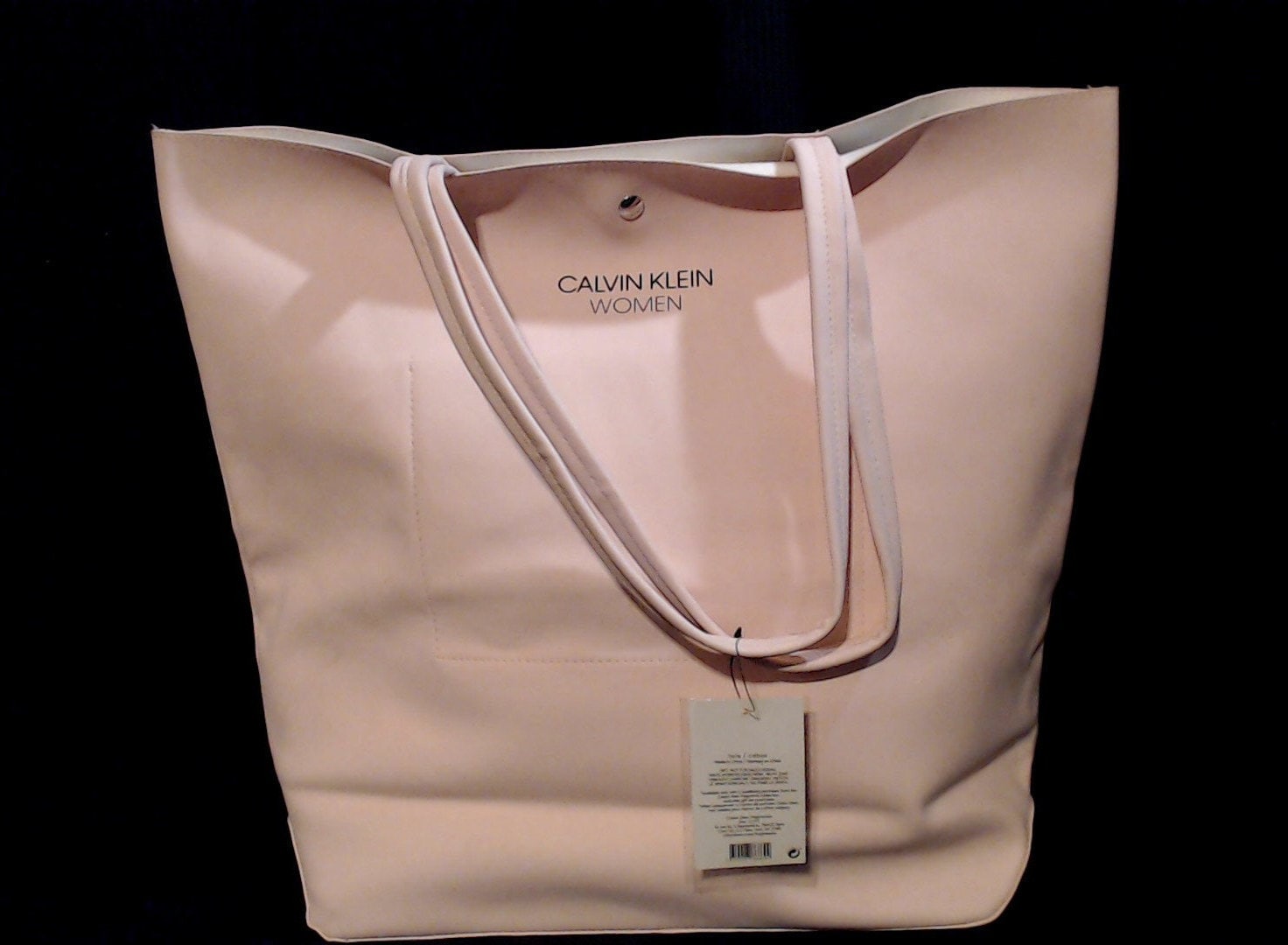 Womens Calvin Klein Large Tote Bag Faux Leather Ladies Pink 