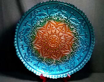 Stunning Jade & Brown Boho Mandala Home Decor Extra-Large Plate/Platter