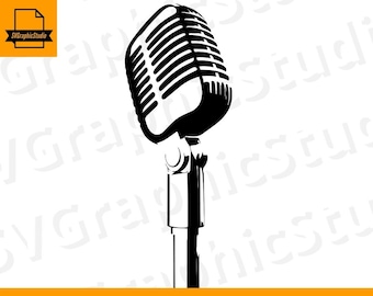 File SVG microfono, Clipart microfono, File SVG, File tagliati Cricut, Clip art musicali, Microfono, download digitale
