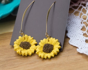 Sunflower Drop Polymer Clay Jewellery - Free UK Postage - Handmade in the UK