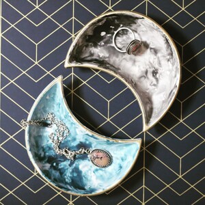 Jesmonite Moon Trinket Dish | Handmade in the UK | Free UK shipping | Celestial, Lunar Decor