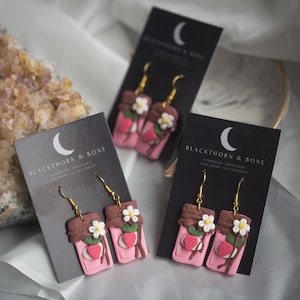 Strawberry Jam Drop Earrings // Large earrings, bold earrings, mason jar, afternoon tea, cream tea