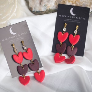 Dangle Heart Earrings with Cubic Zirconia Studs