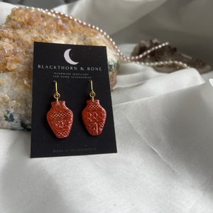 Terracotta Celtic Vase Earrings - Handmade Polymer Clay Earrings - Free UK Postage | Ancient Britain, Historical Earrings, History Student