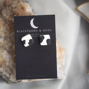 Mini Cow Print Stud Earring // Handcrafted Jewellery, Free UK Shipping, Cute earrings, quirky jewellery