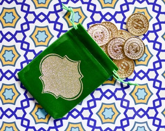 Velvet Gift Pouches (Green/Fushia/Purple/Blue/Grey, Gift Card Holder, Arabesque, Money Pouch, Eidee, Eid Favor, Ramadan Favor)