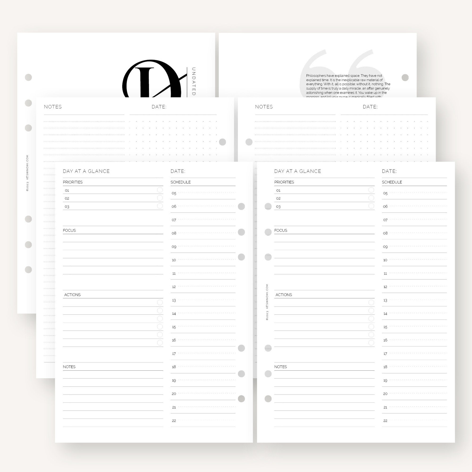 Elegant Undated Daily A5 Printable Planner Insert Time - Etsy