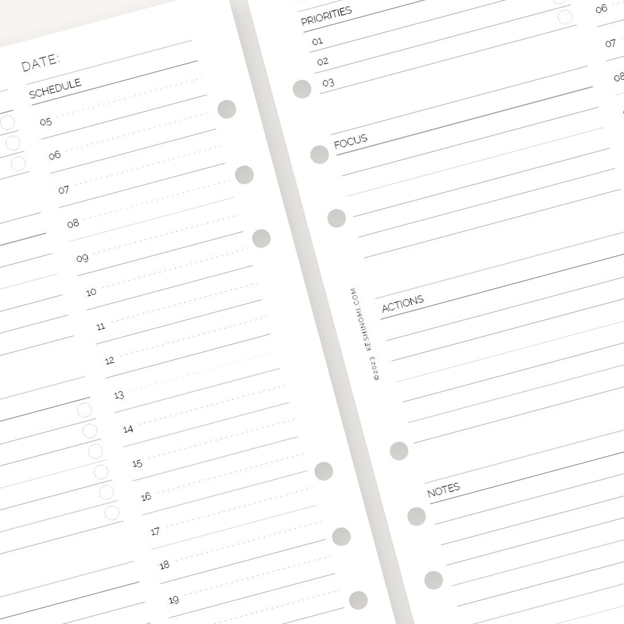 Elegant Undated Daily A5 Printable Planner Insert Time - Etsy