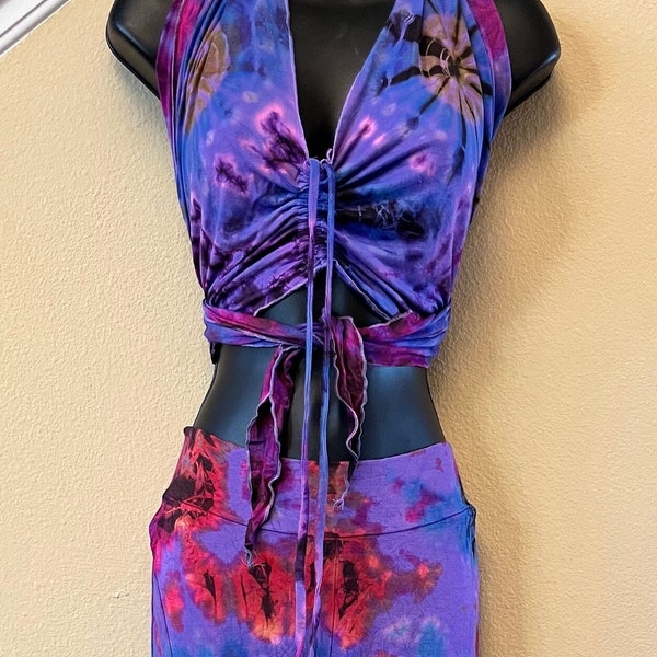 Tie Dye Wrap Tank, Woman's Hippie Tie Top, Festival, Boho, Summer, Comfy, Rave