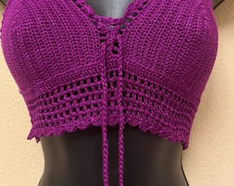 Crochet Tank Top, Crochet Bralette, Crochet Summer Top, Boho Crop Top, Crochet Halter Top, Crochet Top Patterns, Tie Bralette
