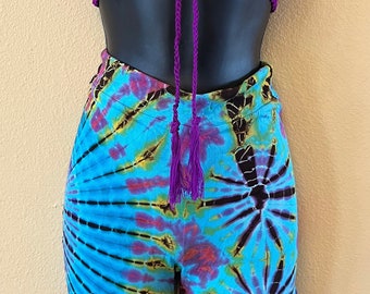 Handmade Tie-Dye Biker Shorts, Women’s Festival Shorts, Boho Yoga Shorts, Hippie Clothing, Soft Stretch Shorts
