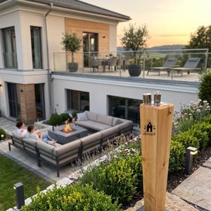 600 Motive zur Auswahl oder Dein eigenes Logo oder Text – Holz Gartenfackel  / Terrassenfackel personalisierbar 20 - 90cm Höhe - FACKEL