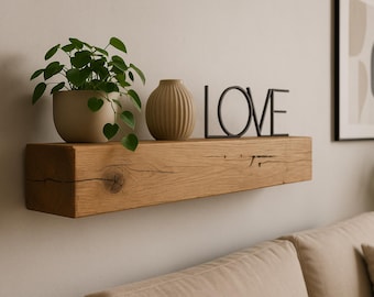 Oak wall beams - wooden wall shelves - various lengths - oiled - fronts with radius - Made in Germany
