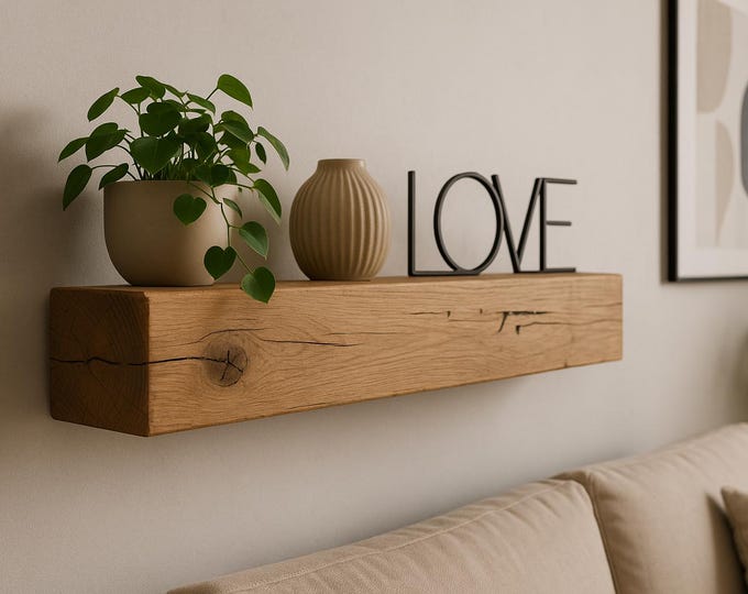 Oak wall beams - wooden wall shelves - various lengths - oiled - fronts with radius - Made in Germany