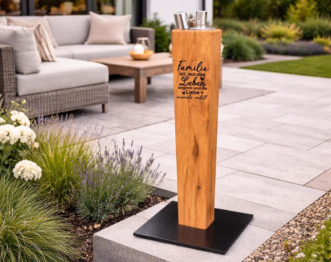 Personalized wooden garden torch – Engraved gift for family & friends – 27 designs – Decoration for patio, balcony and garden – 40 cm