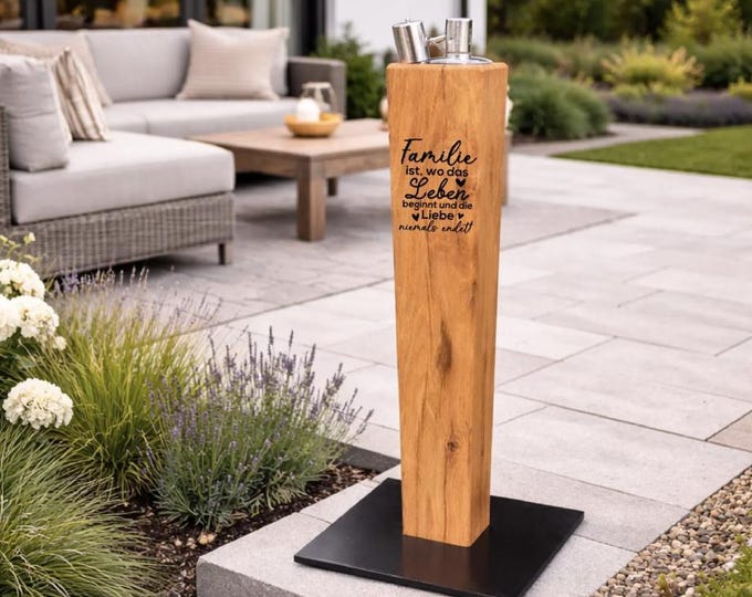 Oak torch – decoration for home and garden – family gift – wooden torch for patio, balcony – outdoor home accessory