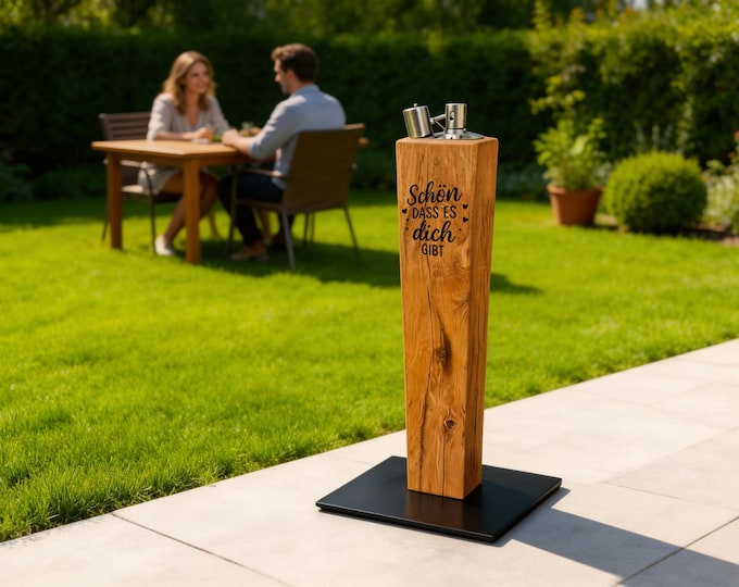 42 designs to choose from - Oak torch - Decoration for home and garden - Stainless steel burner - Design: Heart and Love - Gift idea for outdoor use