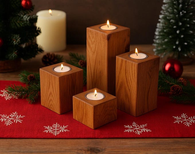 Oak Advent wreath with candles/tea lights - Christmas | Decoration | Wood | Handmade in Germany | Rustic | Solid wood