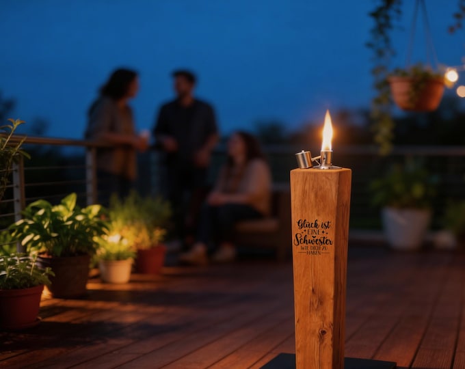 Sisterly Love Gift Personalized Garden Torch Oak with Engraving 14 Designs - Favorite Sister - Sisterly Love Wooden Torch Garden Balcony