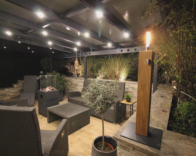 Wooden torch with engraving (60 cm) – romantic wedding gift for couples – wedding gift idea – stylish outdoor lighting for the garden