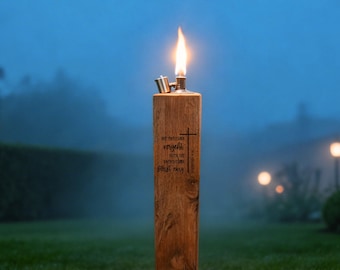 25 Designs - Oak Memorial Torch – Light for Eternity – Mourning, Remembrance & the Deceased – Loving Keepsake for Home and Garden