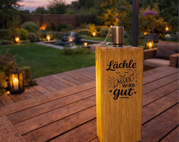 Wooden garden torch made of oak with beautiful sayings – personalized gift for a friend, loved one & favorite person – 18 designs
