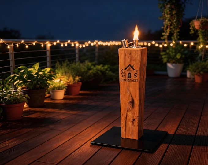 36 designs: Wooden torch, feeling of home – Oak torch, retreat, home port lettering – Decorative light, garden, veranda, lounge, outdoor