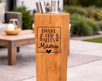 Mother's Day Gift – Oak Fire Torch for Mom – Personalized Engraving – 20–90 cm – Gift Idea for Mother – 18 Designs for Mother's Day and Birthdays