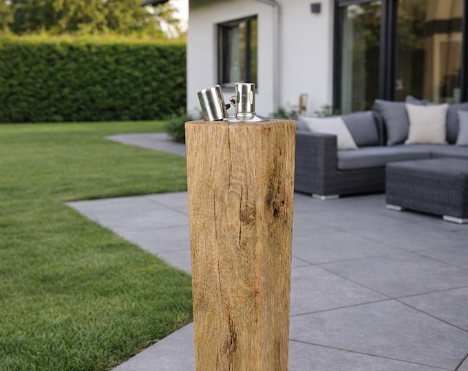 Personalized wooden torch – wedding gift – with names/date – garden & patio decoration – 40 cm high