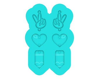 Peace Love Pencil Dangle Earring Mold, Teacher Jewelry Molds, Back to School Molds, Clear Silicone Molds, Epoxy UV Resin Molds
