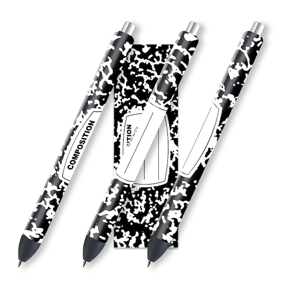Composition Noteboook Glitter Pen Wraps, Teacher Pen Wrap Design, Waterslide Glitter Pen Design, Instant Download Files, JPEG, PNG, SVG