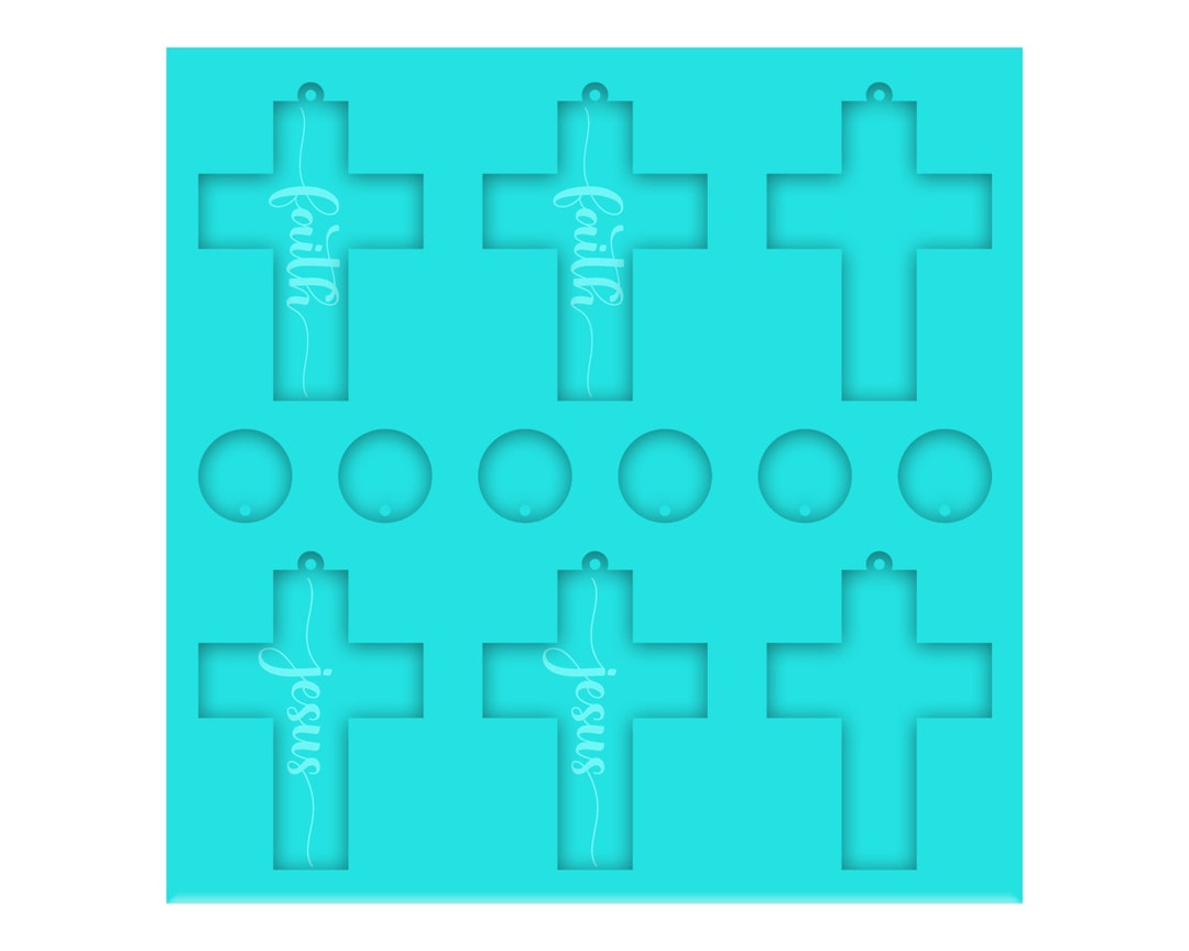 Jesus Cross Dangle Earring Mold, Faith Cross Silicone Mold, Easter UV