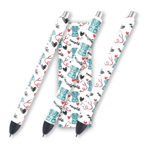 Nurse Glitter Pen Wraps Epoxy Pen Wrap Design Waterslide Glitter Pen Design Instant Digital Download Files JPEG PNG image 1