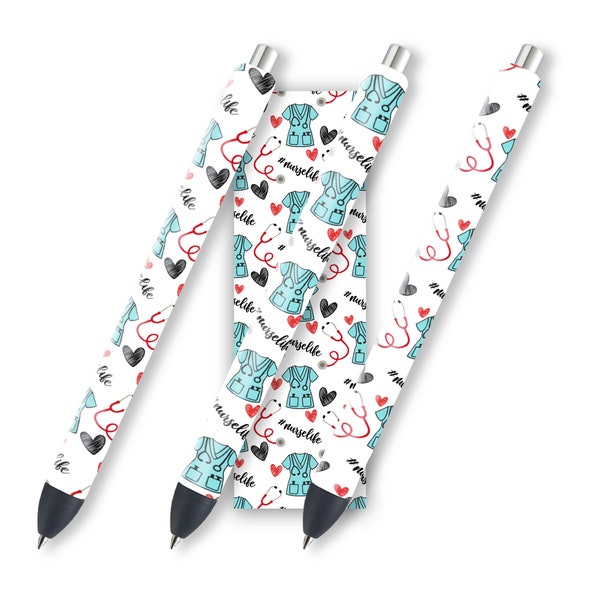 Nurse Glitter Pen Wraps | Epoxy Pen Wrap Design | Waterslide Glitter Pen Design | Instant Digital Download Files | JPEG | PNG